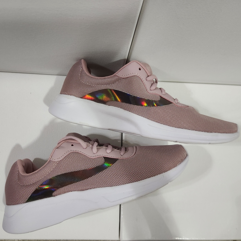 Athletic Works Womens Pink Sneakers with Holographic Detail Memory Foam